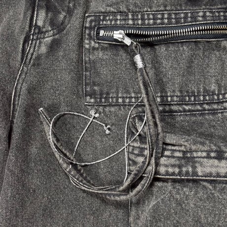 [FACCIES] MULTI-POCKET DENIM CARGO - BLACK
