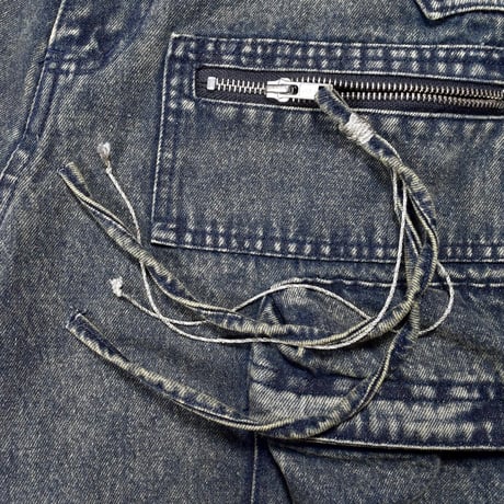 [FACCIES] MULTI-POCKET DENIM CARGO - BLUE
