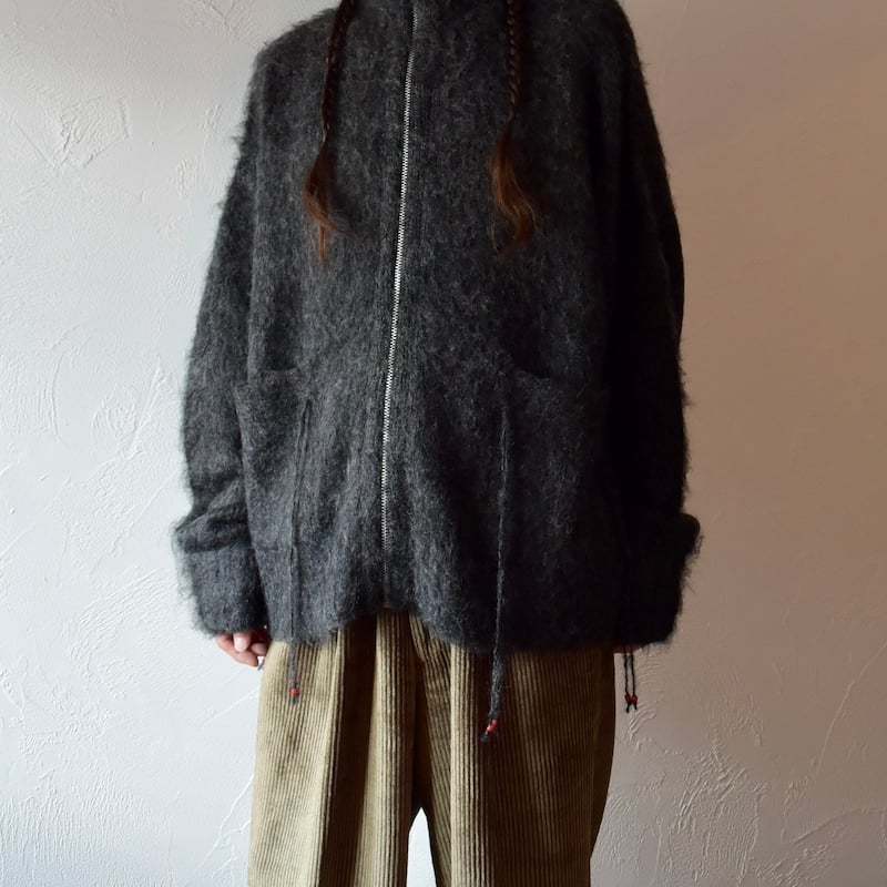 FACCIES] SHAGGY DRIVERS KNIT JACKET - BLACK | 