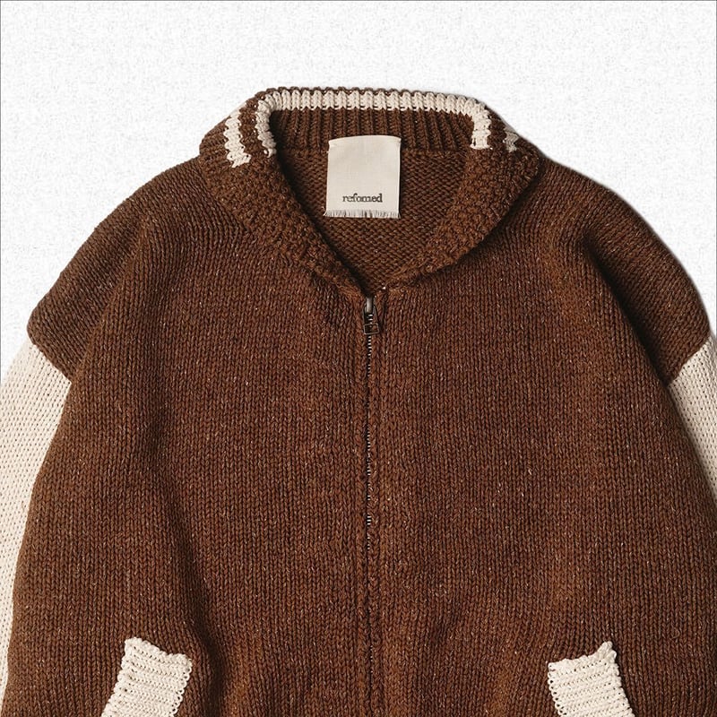 refomed] トップ STADIUM KAUCHIN KNIT - BROWN refomed] STADIUM