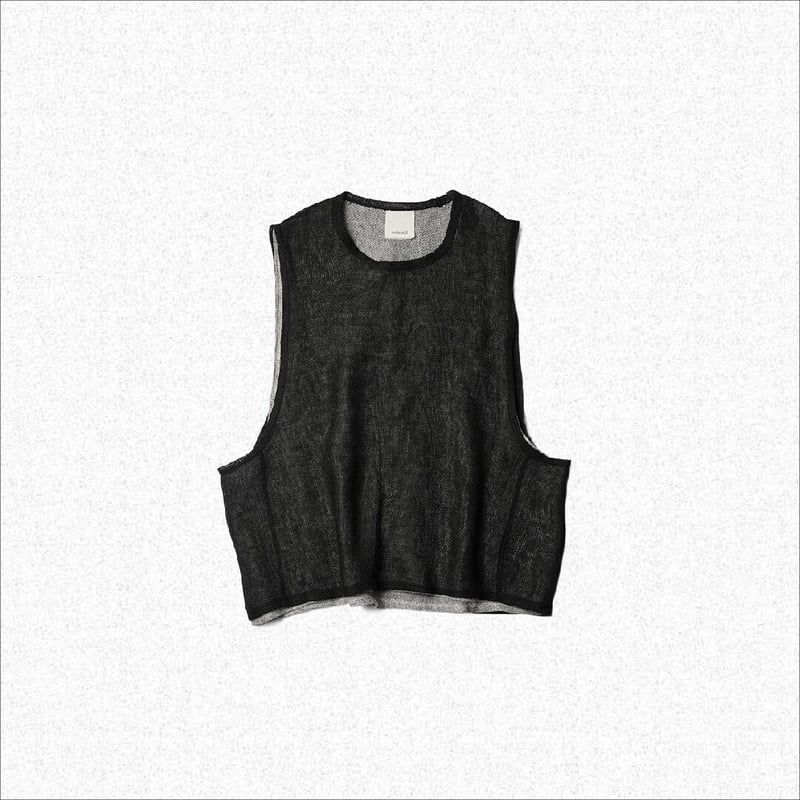 refomed] LINEN LAYERED MESH BIBS - BLACK×OFF |