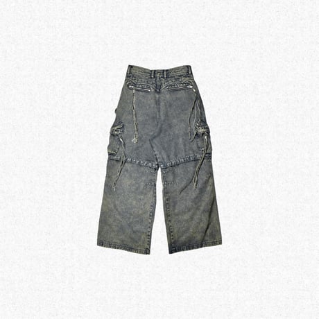 [FACCIES] MULTI-POCKET DENIM CARGO - BLUE