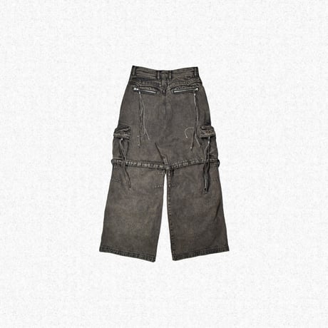 [FACCIES] MULTI-POCKET DENIM CARGO - BLACK