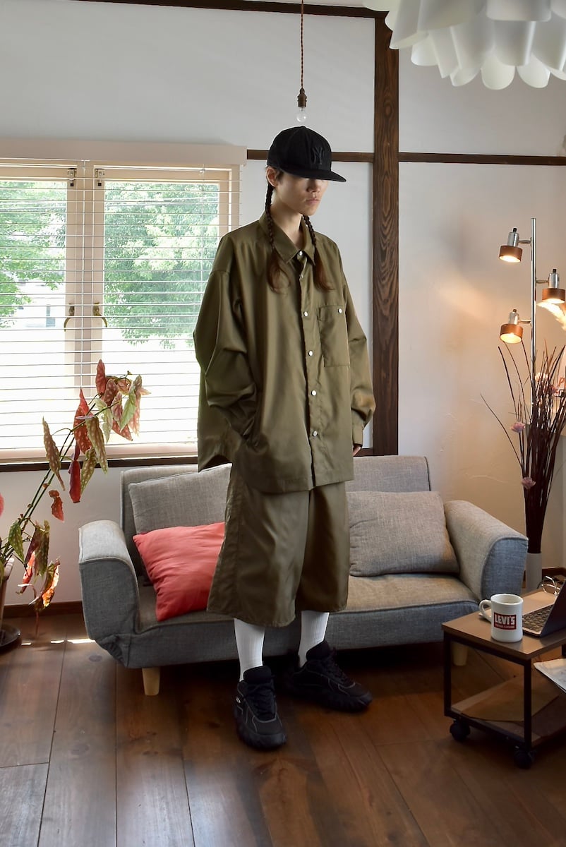 ROTOL] SNAP BUTTON NYLON SHIRT - OLIVE | VALOR