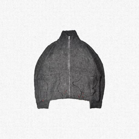 [FACCIES] SHAGGY DRIVERS KNIT JACKET - BLACK