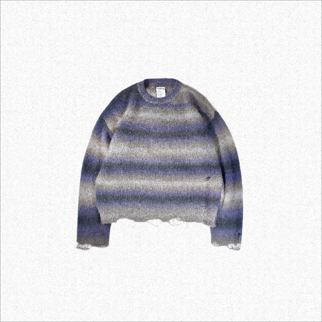 【M/GREY】FACCIES / Damage Embroidery Sweat