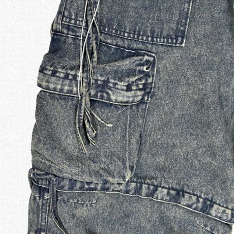 [FACCIES] MULTI-POCKET DENIM CARGO - BLUE