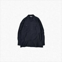 [After Winter] OPEN COLLAR LONG SLEEVE SHIRT - DARK NAVY