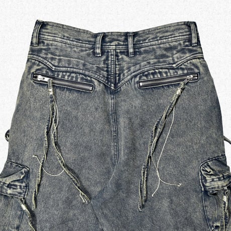 [FACCIES] MULTI-POCKET DENIM CARGO - BLUE