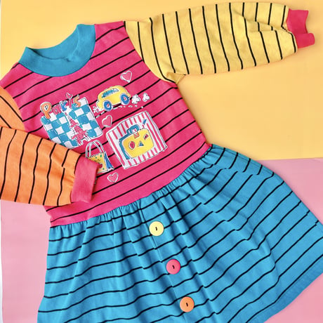 [130cm] Buster Brown Colorful Stripe Dress