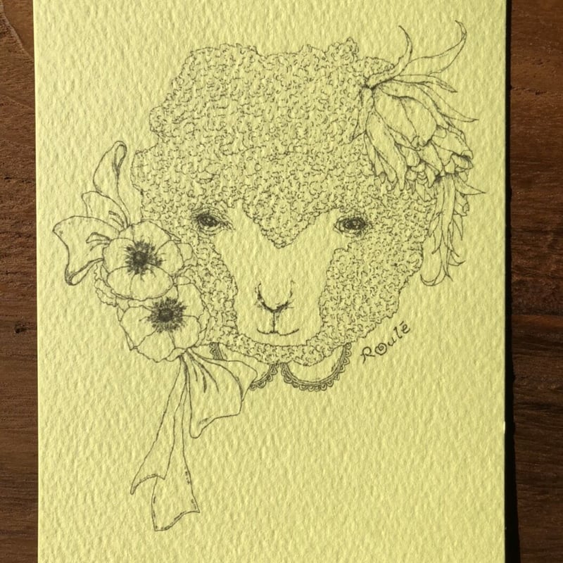 ＊ポストカード風紙モノ＊ ポストカード（オフセット印刷）ひつじ【用紙3種類】 | Roule
