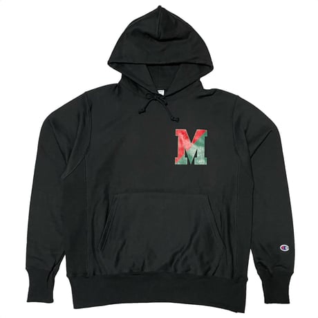 Champion/M.V.P.　 "COLLEGE M LOGO"  12oz HOOD SWEAT　BLACK