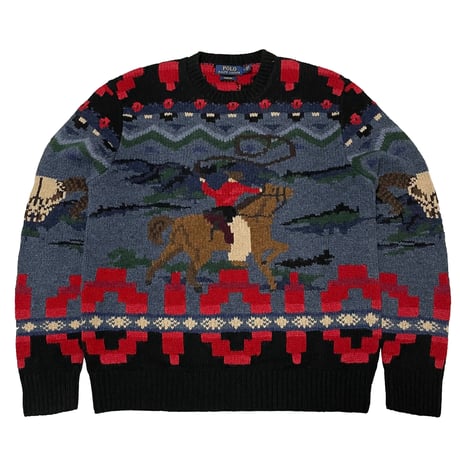 POLO RALPHLAUREN　"HAND KNIT SWEATER" WOOL & CASHMERE SWEATER
