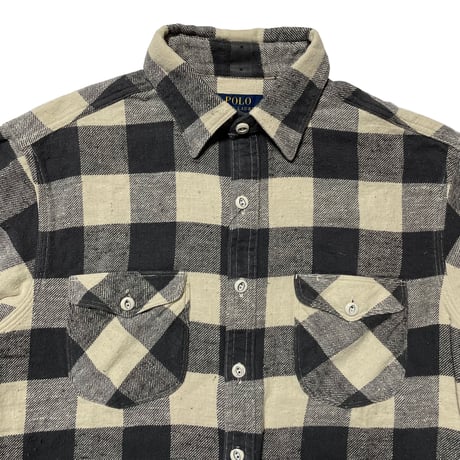 POLO RALPHLAUREN　HEAVY FLANNEL SHIRT (WHITE)