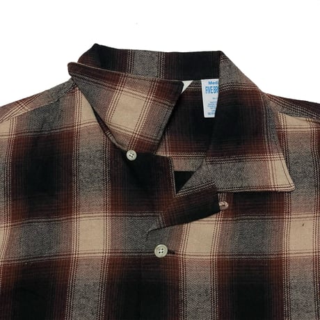 FIVE BROTHER　 OPEN COLLAR L/S FLANNEL SHIRT (BROWN)