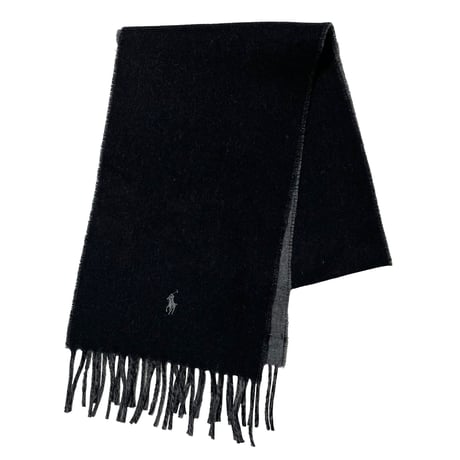 POLO RALPHLAUREN　REVERSIBLE WOOL SCARF (BLACK&GREY)