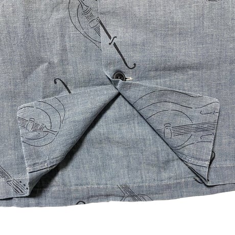 RRL RALPHLAUREN　"GUITAR PRINTED" CHAMBRAY SHIRT