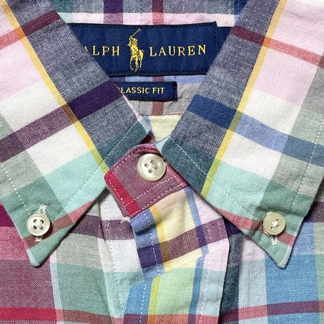 POLO RALPHLAUREN　"MADRAS CHECK" BUTTON DOWN SHIRT