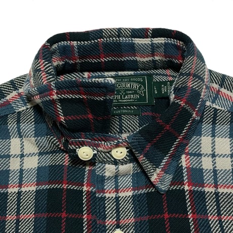 POLO COUNTRY RALPHLAUREN　 HEAVY FLANNEL SHIRT (WHITE&BLUE)
