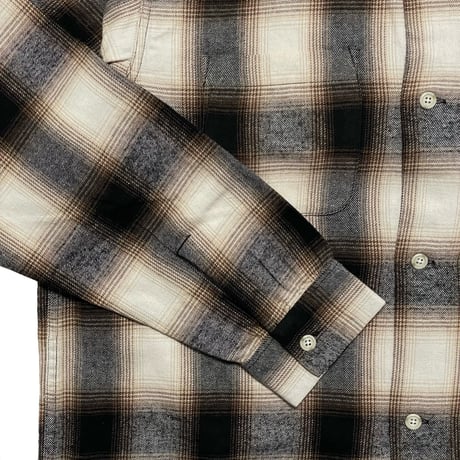FIVE BROTHER　 OPEN COLLAR L/S FLANNEL SHIRT (BLACK)
