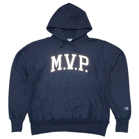 Champion/M.V.P.　"REFLECTOR COLLEGE "M.V.P." LOGO" HOODY　NAVY