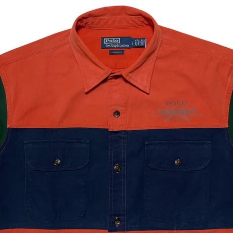 POLO RALPHLAUREN　"COLOR BLOCK" CANVAS SHIRT