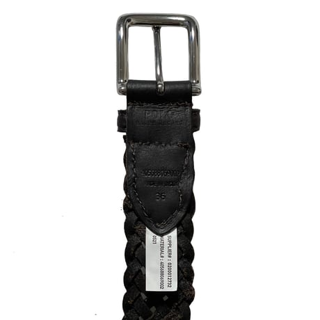 POLO RALPHLAUREN　 MESH LEATHER BELT (DARK BROWN)
