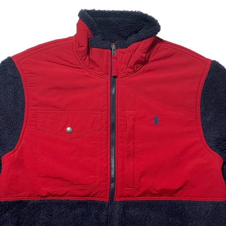 POLO RALPHLAUREN　PANEL FLEECE JACKET (NVY ×RED)