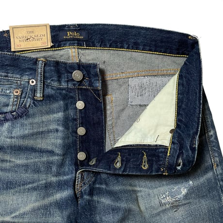 POLO RALPHLAUREN　"THE VARICK SLIM STRIGHT" PAISLEY PATCH DENIM