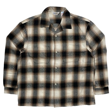 FIVE BROTHER　 OPEN COLLAR L/S FLANNEL SHIRT (BLACK)