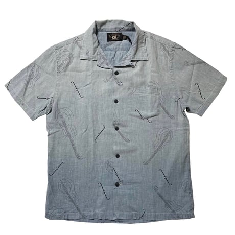 RRL RALPHLAUREN　"GUITAR PRINTED" CHAMBRAY SHIRT