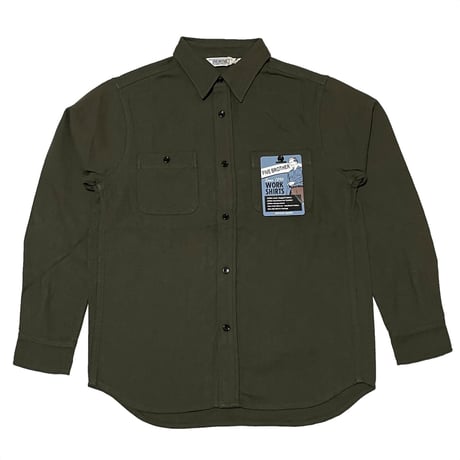 FIVE BROTHER　WORK SHIRTS　OLIVE PLAIN