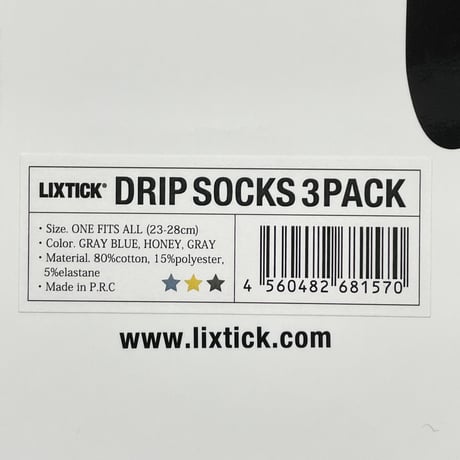 LIXTICK　DRIP SOCKS 3PACK (8th)