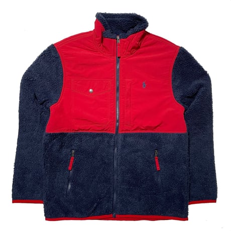 POLO RALPHLAUREN　PANEL FLEECE JACKET (NVY ×RED)