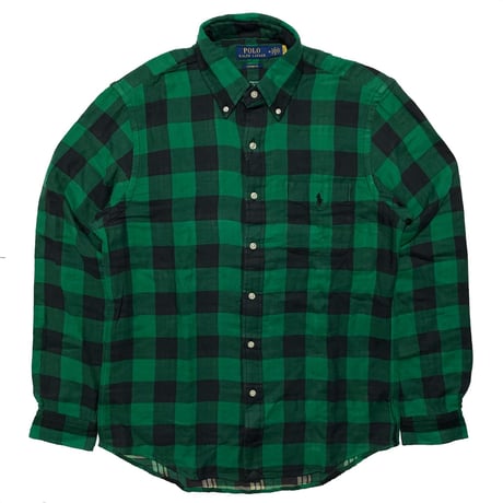 POLO RALPHLAUREN　 "BUFFALO CHECK" FLANNEL SHIRT (BLACK&GREEN)