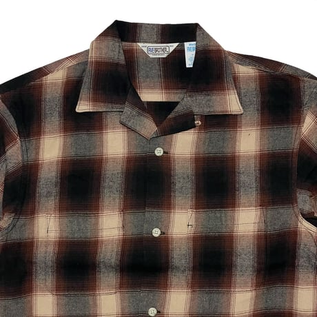 FIVE BROTHER　 OPEN COLLAR L/S FLANNEL SHIRT (BROWN)