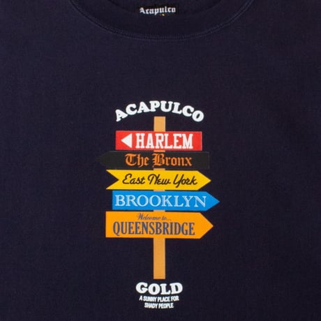ACAPULCO GOLD "DIRECTION SIGN" CREWNECK SWEAT (NAVY)
