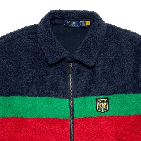 POLO RALPHLAUREN　"STRIPE" HI-PILE FLEECE JACKET