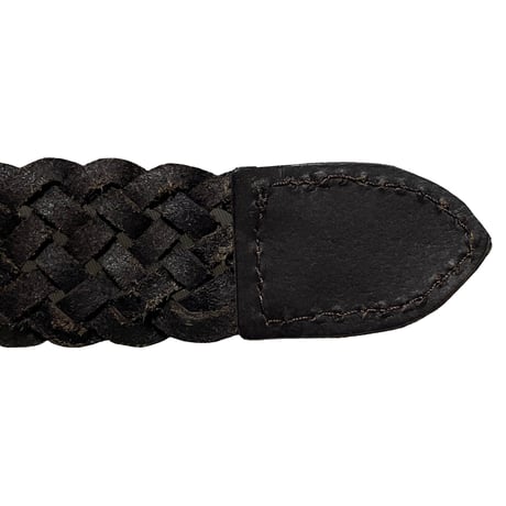 POLO RALPHLAUREN　 MESH LEATHER BELT (DARK BROWN)