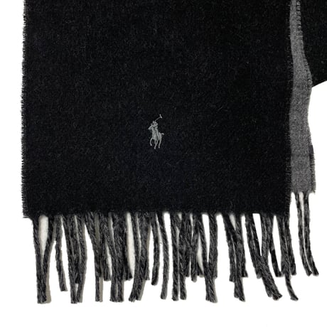 POLO RALPHLAUREN　REVERSIBLE WOOL SCARF (BLACK&GREY)