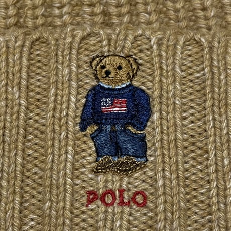 POLO RALPHLAUREN　"POLO BEAR FLAG" RUSTIC RIB KNIT CAP