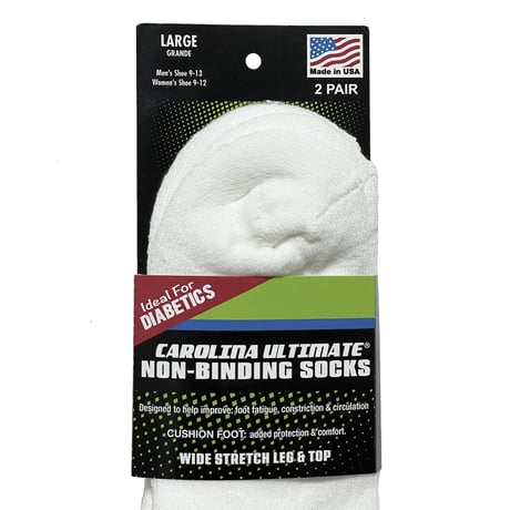 Jefferies Socks　 CAROLINA ULTIMATE  NON-BINDING MIDDLE SOCKS 2PAIR (WHITE/BLACK)