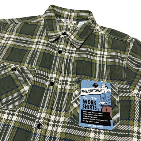 FIVE BROTHER　WORK SHIRTS　GREEN CHECK