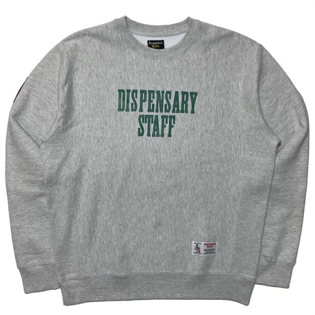 ACAPULCO GOLD　"DISPENSARY STAFF" CREWNECK SWEAT (HEATHER GREY)