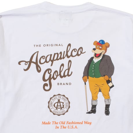 ACAPULCO GOLD　"PARTY BEAR" L/S TEE (WHITE)