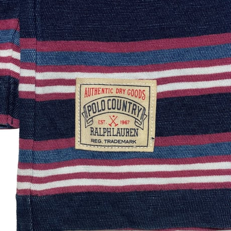 POLO RALPHLAUREN　"INDIGO BORDER" POCKET L/S TEE