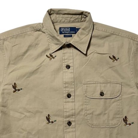 POLO RALPHLAUREN　"DUCK PATTERN" SUEDE PATCH SHIRT
