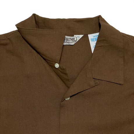 FIVE BROTHER　"LINEN RAYON" OPEN COLLAR SHIRT (BROWN)