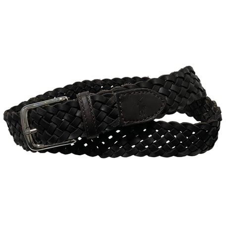 POLO RALPHLAUREN　 MESH LEATHER BELT (DARK BROWN)