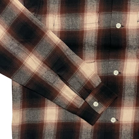 FIVE BROTHER　 OPEN COLLAR L/S FLANNEL SHIRT (BROWN)